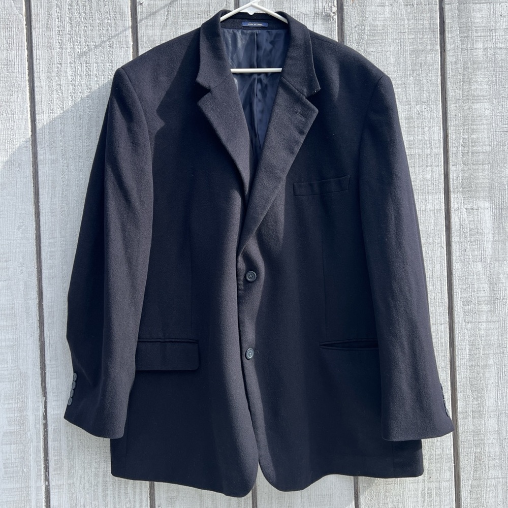 Club Room Men's Black Blazer wool silk and cashmere blend Size 50 R